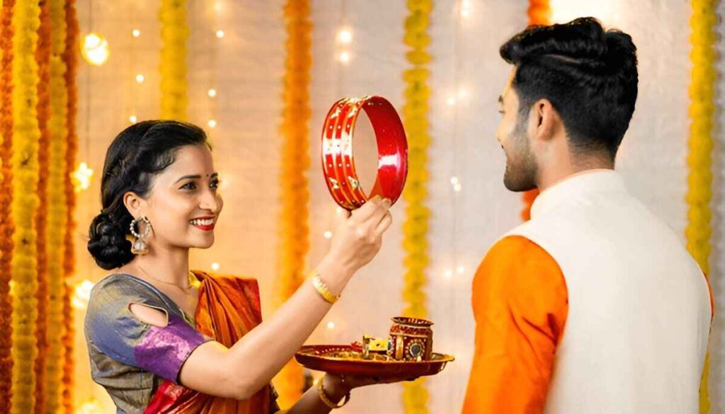 Karwa Chauth pooja karti mahilaen.