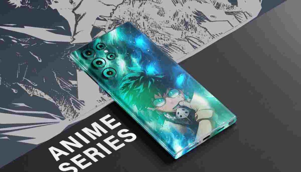 Person showing off their smartphone with Anime Mobile Skin